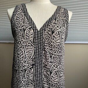 Ann Taylor LOFT Black White Sleeveless Blouse: Size M